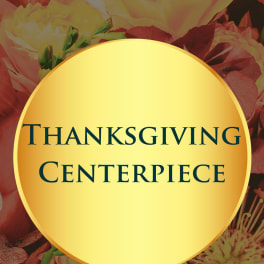 Thanksgiving centerpiece text over a floral background