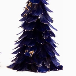 Feathered Navy Blue Christmas Tree 12"