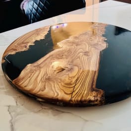 Luxury Russian Olive Wood Epoxy Resin Lazy Susan