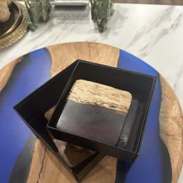 Handcrafted Burl Wood Coasters - Set of 4 (3" Square)