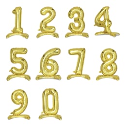 Gold number balloons from 1 to 0 arranged in a grid