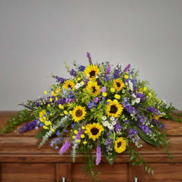 Sunflower Fields Casket Spray