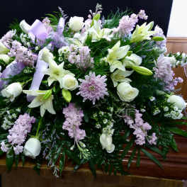 Lavender & White Casket Spray
