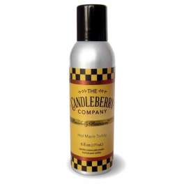 A silver aerosol can labeled Hot Maple Toddy by The Candleberry Company