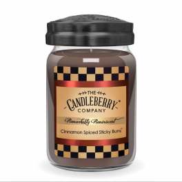 Jar candle labeled Cinnamon Spiced Sticky Buns
