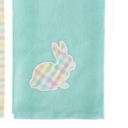 Mint green gift bag with a plaid bunny sticker