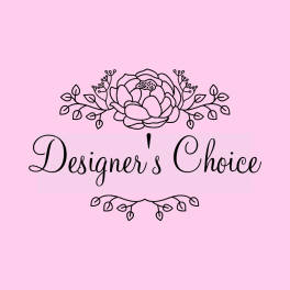 Pink graphic with floral line art and the words Designer's Choice