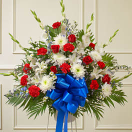Red White And Blue Sympathy Standing Basket