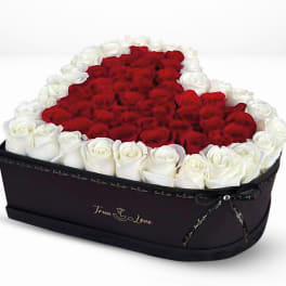 Big heart box White & Red Roses