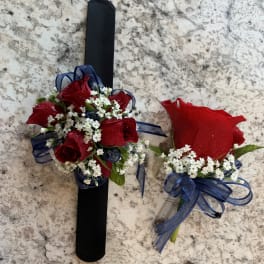 Red Rose Corsage and Boutonniere Set