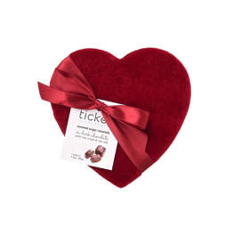 Chocolate covered crunchy Caramels in Red Velvet Heart Box