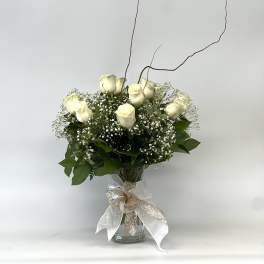 Dozen Long Stemmed White Roses by BloomNation™