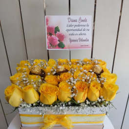 Caja Rosas Golden Bright