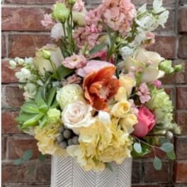 Pastel Garden Roses & Orchid Arrangement – Same Day Delivery San Antonio