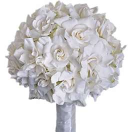 White rose bouquet with a wrapped stem