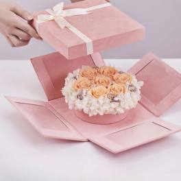 Peach everlasting rose box