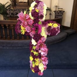 Mixed Flowers Standing Cross