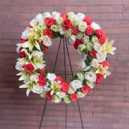 Round Wreath Roses and Lilies
