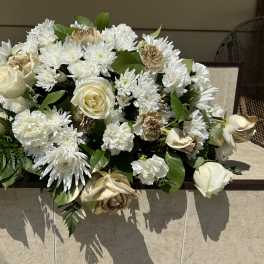 Gold and White casket spray