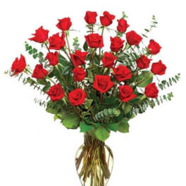 24 Red Roses arranged in a vase