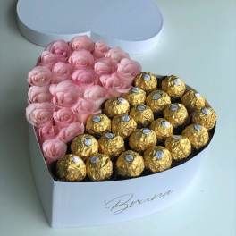 Light pink with Ferrero Rocher heart box