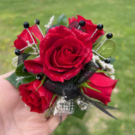 Corsage on elastic band with Rhinestones
