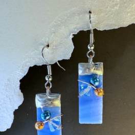 #A024 - Sky Blue Stained Glass Earrings