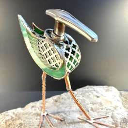 #A114 - Green Door Handle Bird