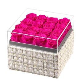 Preserved hot pink roses luxury box