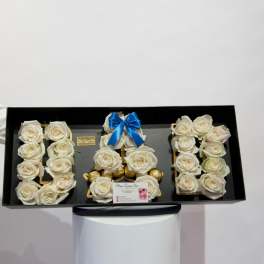 Dad gift box white roses
