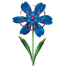 Blue flower spinner yard stake