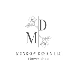 Monrroy Design LLC flower shop logo with floral line art