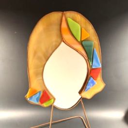 #A010 - Amber Mosaic Face Mirror