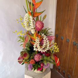Incredible Tropical Floral tower Display designers choice