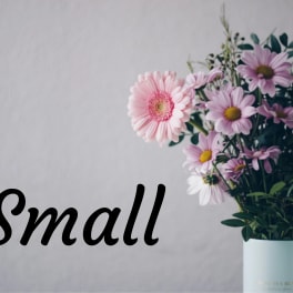 Pink and lavender daisies in a light blue vase