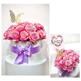 MDC round box pink arrangement