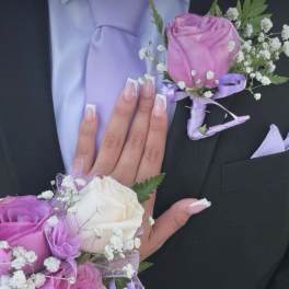lavender corsage and boutonniere