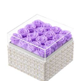 Preserved purple roses luxury box