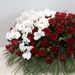 Orchid and Red Rose Casket