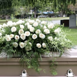 White Rose and Pine Casket