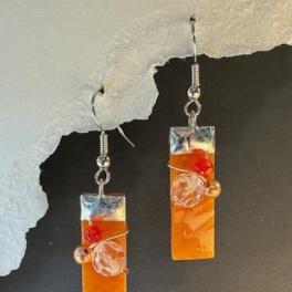 #A014 - Bright Orange Stained Glass Earrings