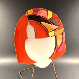 #A091 - Bright Orange Mosaic Face Mirror #2