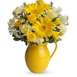Teleflora's Sunny Day Pitcher of Cheer
