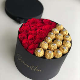 Red Roses And Chocolate Gift Box