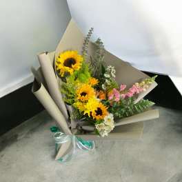 Sunflower and seasonal flower bouquet