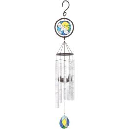 Decorative hanging wind chime with stained-glass accents