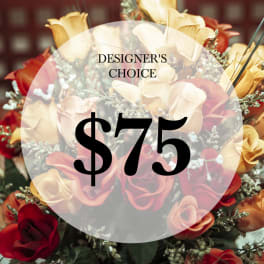 Mixed rose bouquet with a $75 designer's choice label