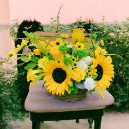 Sunflowers garden basket
