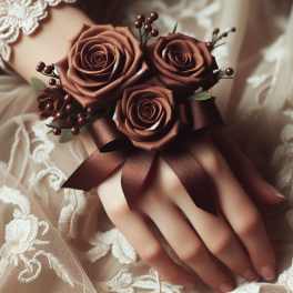 Chocolate Decadence Wrist Corsage and Boutonniere Set