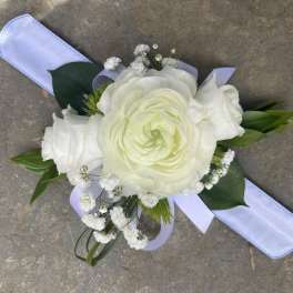 All White Corsage